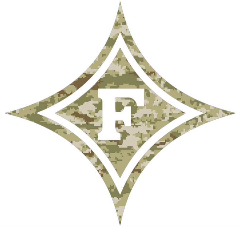 Furman Paladins Team Logo Salute to Service Camouflage Camo Vinyl Decal PICK SIZE