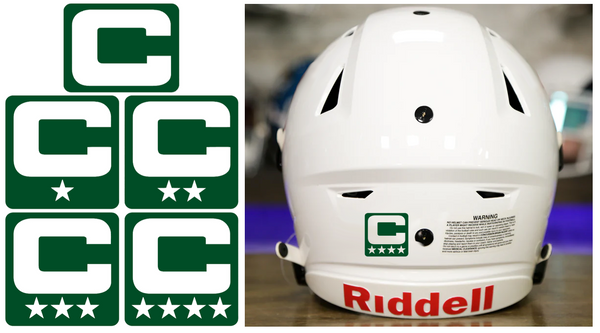 Captain Patch Jersey C Style GREEN Football Helmet Decal - Perfect for Adult & Youth Full Size Football Helmets
