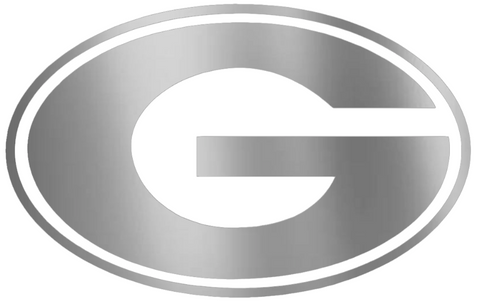 Georgia Bulldogs SILVER CHROME MIRROR Team Logo Premium DieCut Vinyl Decal PICK SIZE