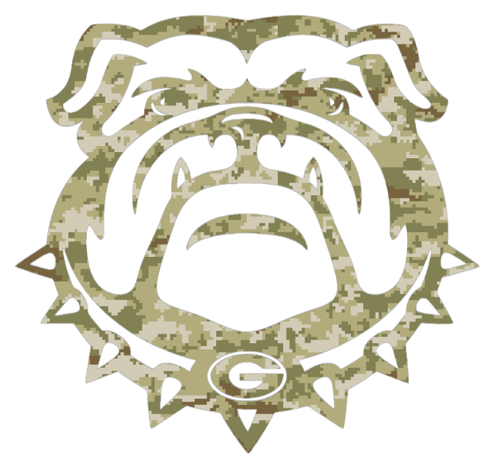 Georgia Bulldogs Uga Mascot Logo Salute to Service Camouflage Camo Vinyl Decal PICK SIZE