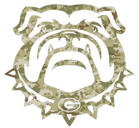 Georgia Bulldogs Uga Mascot Logo Salute to Service Camouflage Camo Vinyl Decal PICK SIZE