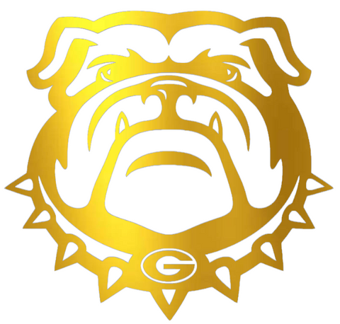 Georgia Bulldogs GOLD CHROME MIRROR Uga Mascot Logo Premium DieCut Vinyl Decal PICK SIZE
