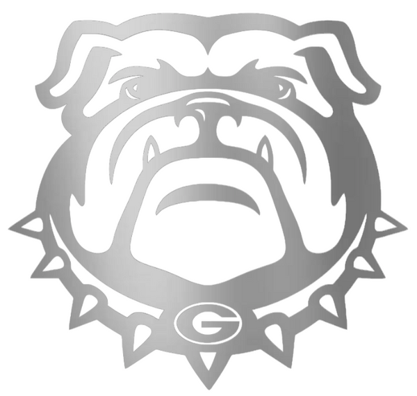 Georgia Bulldogs SILVER CHROME MIRROR Uga Mascot Logo Premium DieCut Vinyl Decal PICK SIZE