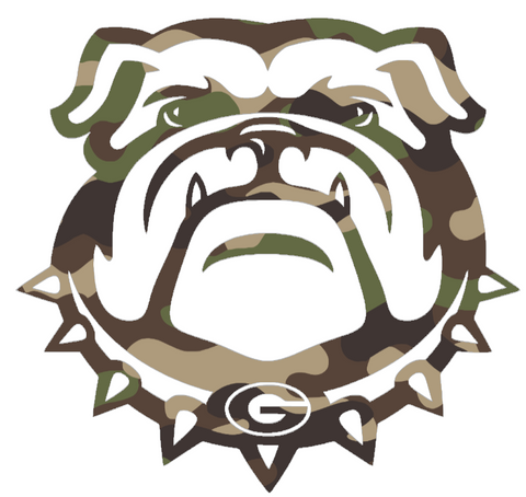Georgia Bulldogs Woodland Camo Camouflage Uga Mascot Logo Premium DieCut Vinyl Decal PICK SIZE