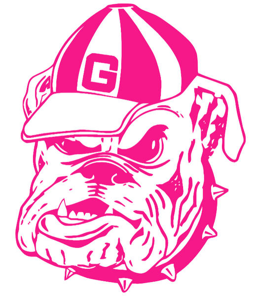 Georgia Bulldogs Hot Pink Retro Throwback Logo Premium DieCut Vinyl Decal PICK SIZE