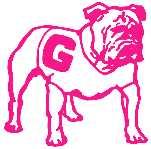 Georgia Bulldogs Hot Pink Retro Throwback Logo Premium DieCut Vinyl Decal PICK SIZE