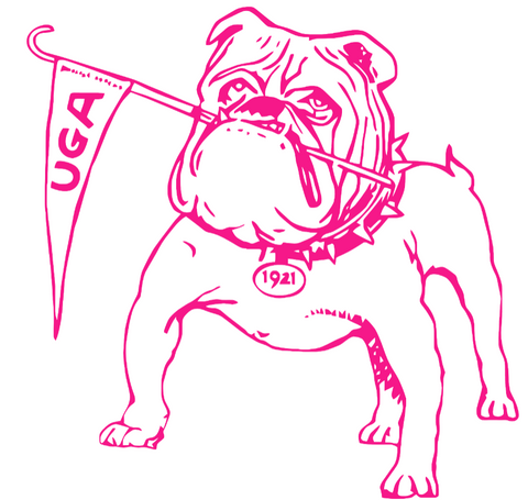 Georgia Bulldogs Hot Pink Retro Throwback Logo Premium DieCut Vinyl Decal PICK SIZE