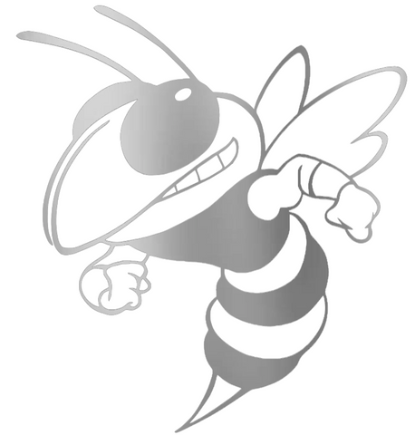 Georgia Tech Yellow Jackets SILVER CHROME MIRROR Mascot Logo Premium DieCut Vinyl Decal PICK SIZE