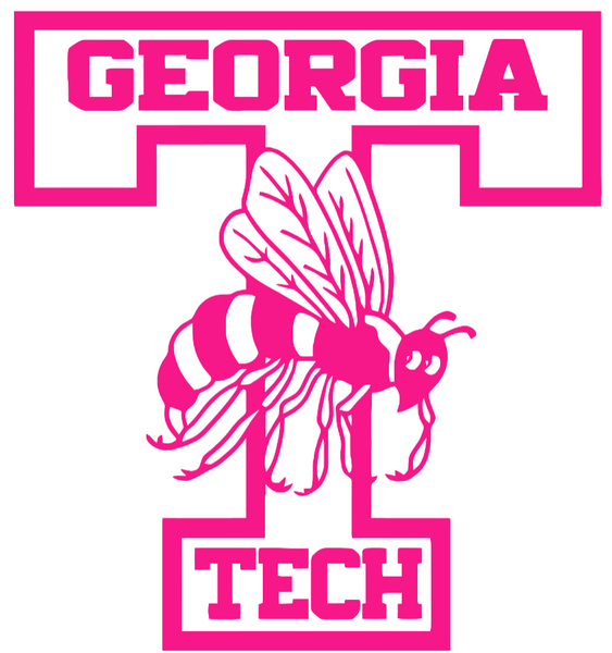 Georgia Tech Yellow Jackets Hot Pink Retro Throwback Logo Premium DieCut Vinyl Decal PICK SIZE
