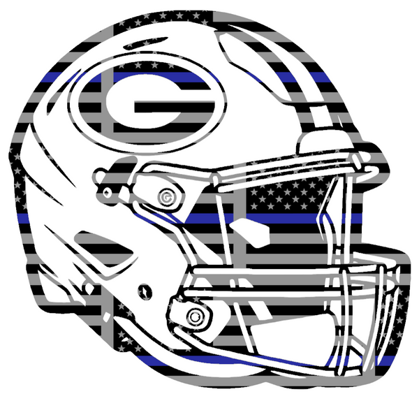 Green Bay Packers Football Helmet Thin Blue Line American Flag Premium DieCut Vinyl Decal PICK SIZE