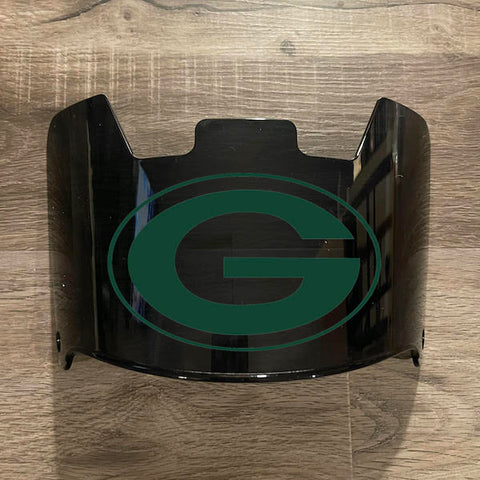 Green Bay Packers Full Size Football Helmet Visor Shield Black Dark Tint w/ Clips - PICK LOGO COLOR