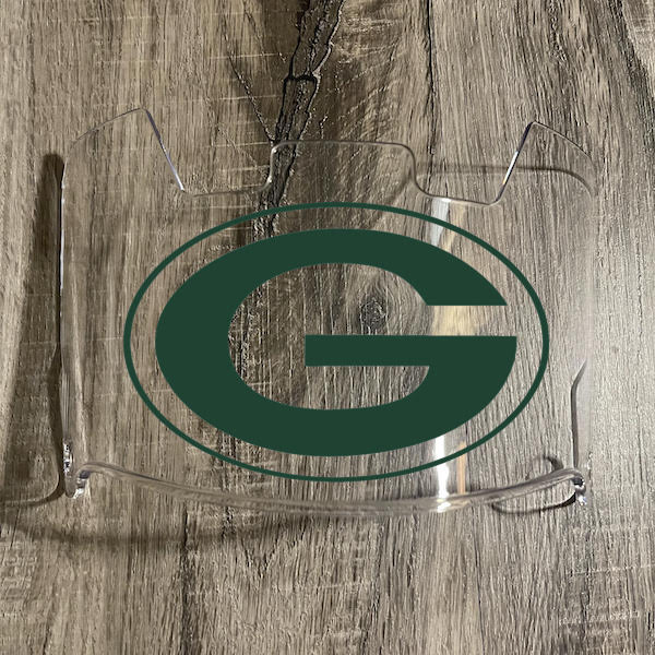 Green Bay Packers Full Size Football Helmet Visor Shield Clear w/ Clips - PICK LOGO COLOR