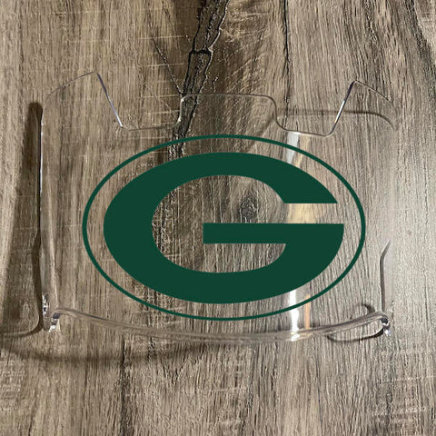 Green Bay Packers Full Size Football Helmet Visor Shield Clear w/ Clips - PICK LOGO COLOR
