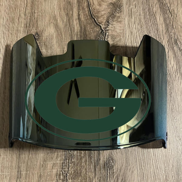 Green Bay Packers Full Size Football Helmet Visor Shield Gold Iridium Mirror w/ Clips - PICK LOGO COLOR