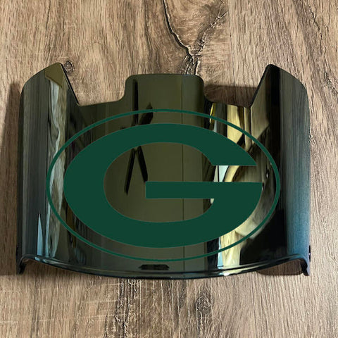 Green Bay Packers Full Size Football Helmet Visor Shield Gold Iridium Mirror w/ Clips - PICK LOGO COLOR