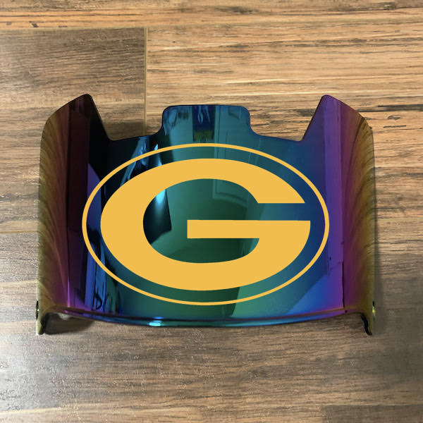 Green Bay Packers Full Size Football Helmet Visor Shield Green Iridium Mirror w/ Clips - PICK LOGO COLOR