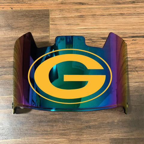 Green Bay Packers Full Size Football Helmet Visor Shield Green Iridium Mirror w/ Clips - PICK LOGO COLOR