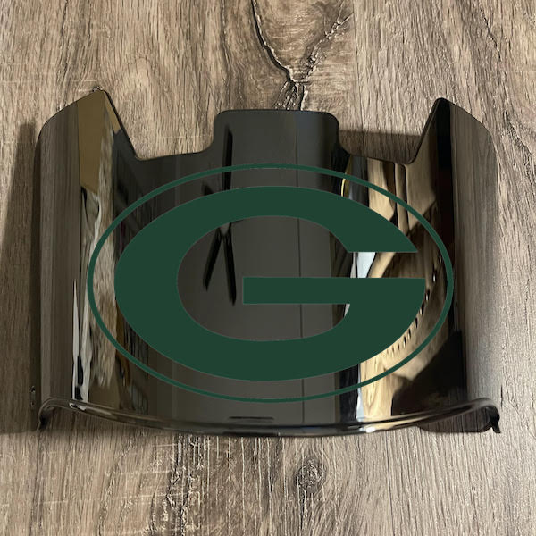 Green Bay Packers Full Size Football Helmet Visor Shield Silver Chrome Mirror w/ Clips - PICK LOGO COLOR