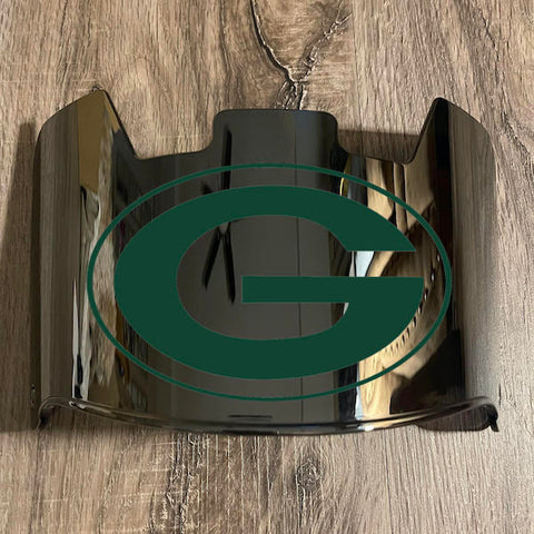 Green Bay Packers Full Size Football Helmet Visor Shield Silver Chrome Mirror w/ Clips - PICK LOGO COLOR