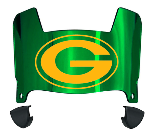 Green Bay Packers Mini Football Helmet Visor Shield w/ Clips - PICK VISOR & LOGO COLOR