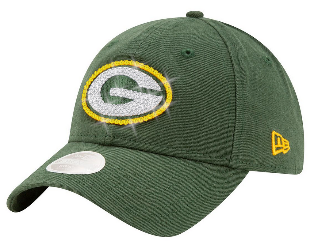 Green Bay Packers Swarovski Crystal Bling Womens New Era Adjustable Hat Green