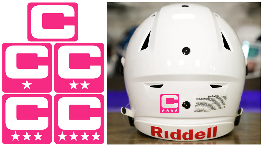 Captain Patch Jersey C Style HOT PINK Football Helmet Decal - Perfect for Adult & Youth Full Size Football Helmets