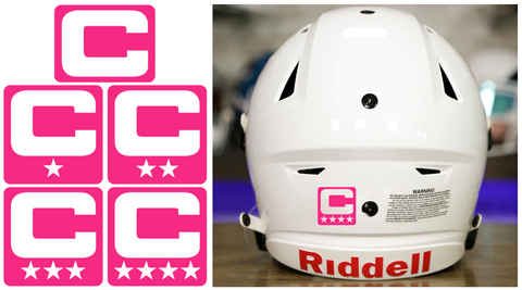 Captain Patch Jersey C Style HOT PINK Football Helmet Decal - Perfect for Adult & Youth Full Size Football Helmets