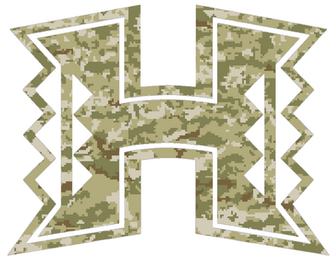Hawaii Warriors Team Logo Salute to Service Camouflage Camo Vinyl Decal PICK SIZE