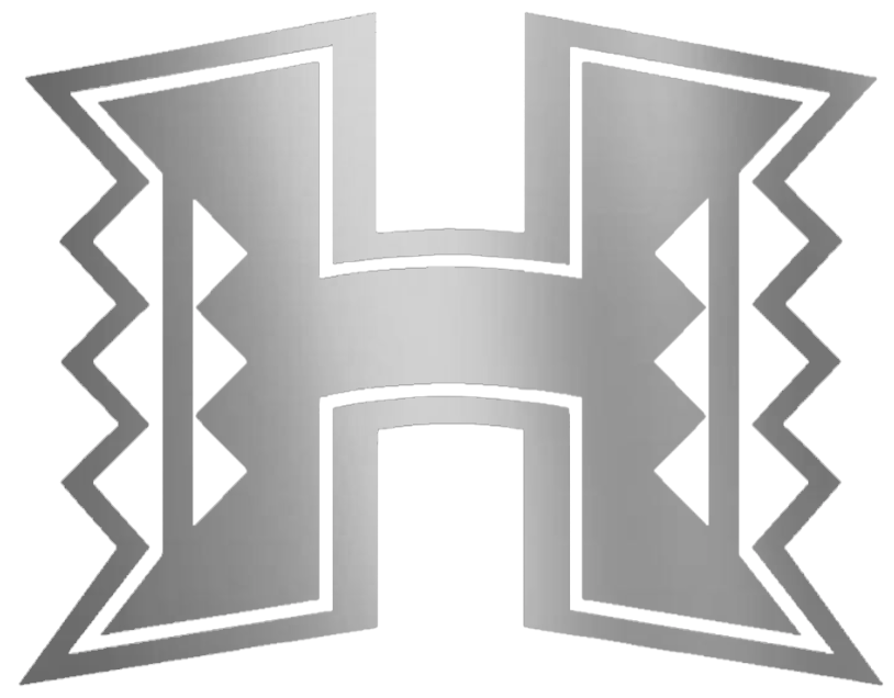 Hawaii Warriors SILVER CHROME MIRROR Team Logo Premium DieCut Vinyl Decal PICK SIZE