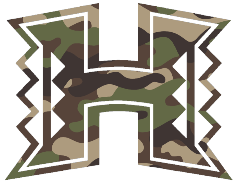 Hawaii Warriors Woodland Camo Camouflage Team Logo Premium DieCut Vinyl Decal PICK SIZE
