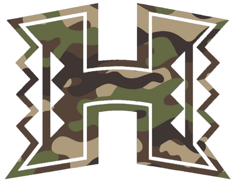 Hawaii Warriors Woodland Camo Camouflage Team Logo Premium DieCut Vinyl Decal PICK SIZE