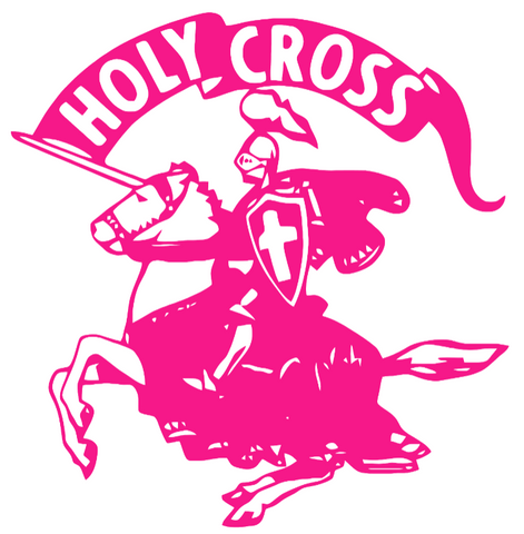 Holy Cross Crusaders Hot Pink Retro Throwback Logo Premium DieCut Vinyl Decal PICK SIZE
