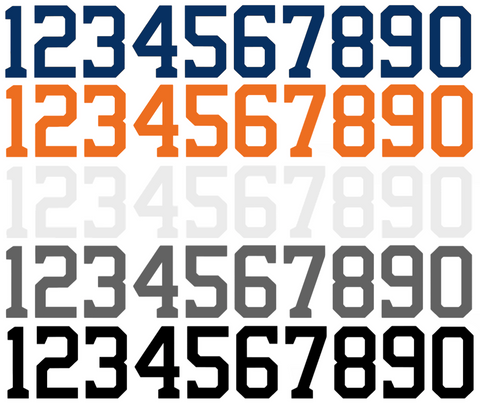 Houston Astros Baseball Helmet Jersey Style Vinyl Number Decal Sheet Set of 50 #0-9 - Pick Color & Size