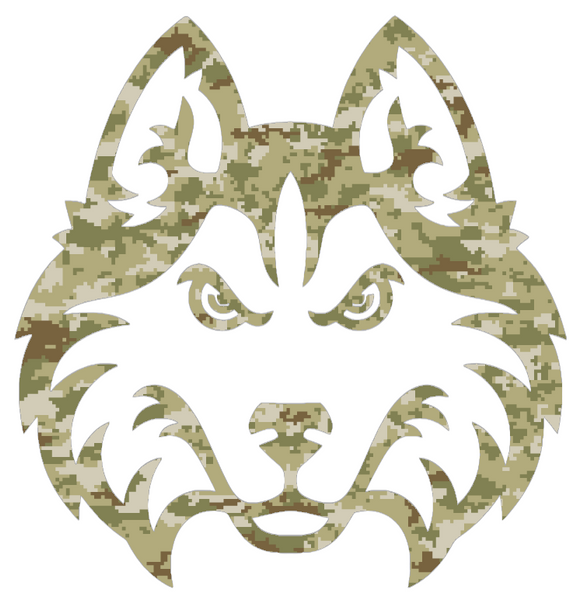 Houston Christian Huskies Team Logo Salute to Service Camouflage Camo Vinyl Decal PICK SIZE