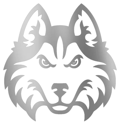 Houston Christian Huskies SILVER CHROME MIRROR Team Logo Premium DieCut Vinyl Decal PICK SIZE