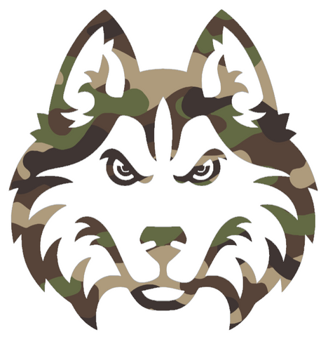 Houston Christian Huskies Woodland Camo Camouflage Team Logo Premium DieCut Vinyl Decal PICK SIZE