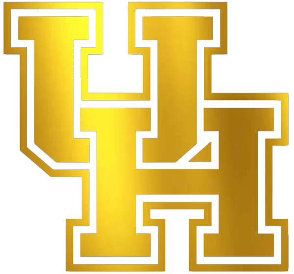 Houston Cougars GOLD CHROME MIRROR Team Logo Premium DieCut Vinyl Decal PICK SIZE