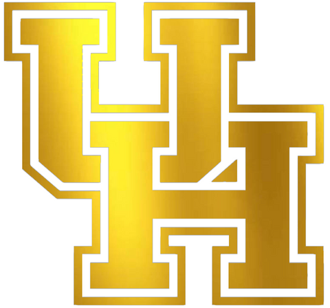 Houston Cougars GOLD CHROME MIRROR Team Logo Premium DieCut Vinyl Decal PICK SIZE