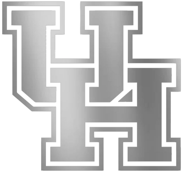 Houston Cougars SILVER CHROME MIRROR Team Logo Premium DieCut Vinyl Decal PICK SIZE