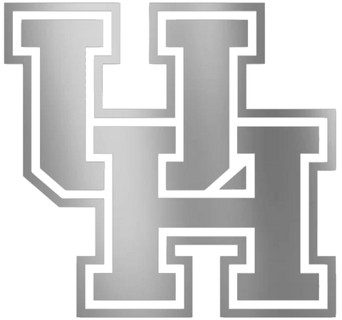 Houston Cougars SILVER CHROME MIRROR Team Logo Premium DieCut Vinyl Decal PICK SIZE