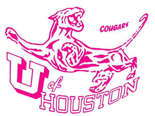 Houston Cougars Hot Pink Retro Throwback Logo Premium DieCut Vinyl Decal PICK SIZE
