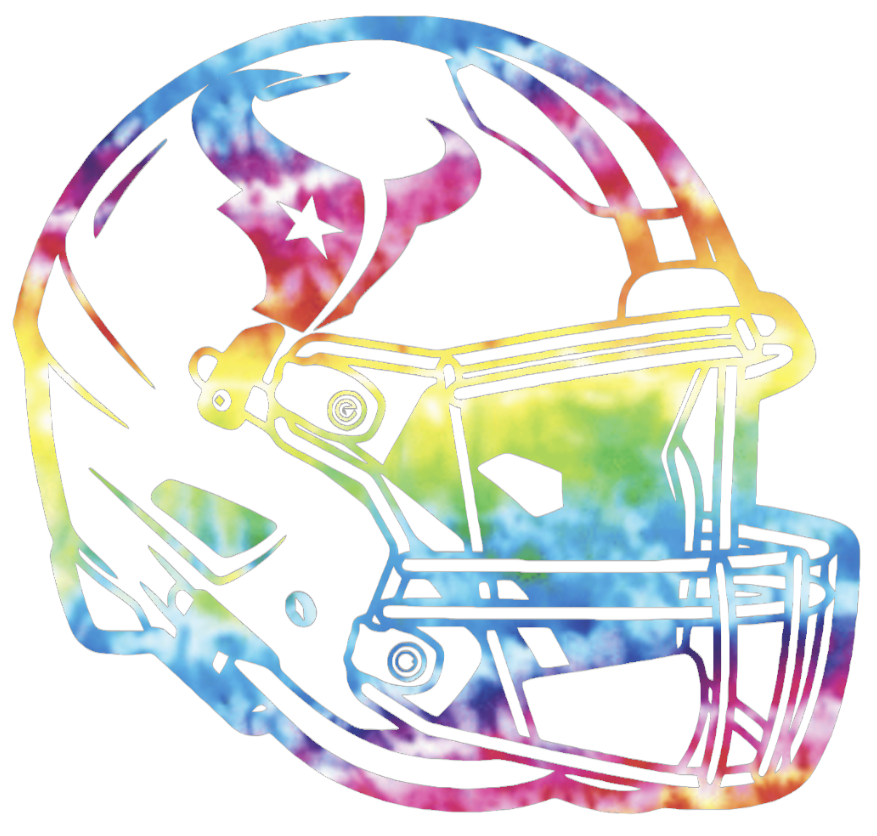 Houston Texans Crucial Catch Cancer Football Helmet Tie Dye Vinyl Decal PICK SIZE