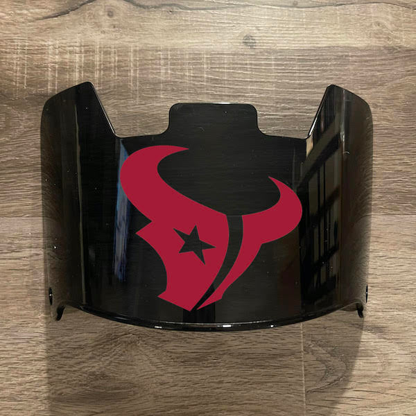 Houston Texans Full Size Football Helmet Visor Shield Black Dark Tint w/ Clips - PICK LOGO COLOR