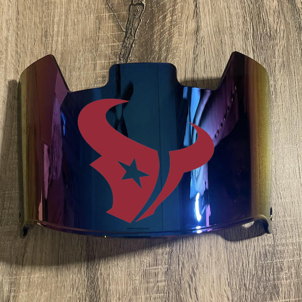 Houston Texans Full Size Football Helmet Visor Shield Blue Iridium Mirror w/ Clips - PICK LOGO COLOR