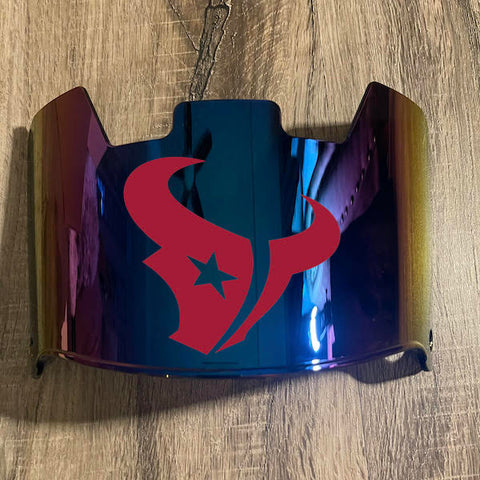 Houston Texans Full Size Football Helmet Visor Shield Blue Iridium Mirror w/ Clips - PICK LOGO COLOR