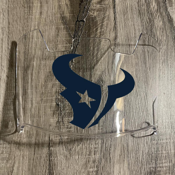 Houston Texans Full Size Football Helmet Visor Shield Clear w/ Clips - PICK LOGO COLOR