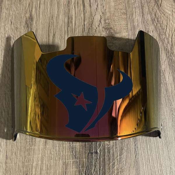 Houston Texans Full Size Football Helmet Visor Shield Red Irdium Mirror w/ Clips - PICK LOGO COLOR