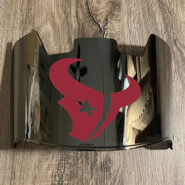 Houston Texans Full Size Football Helmet Visor Shield Silver Chrome Mirror w/ Clips - PICK LOGO COLOR