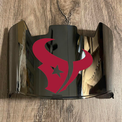 Houston Texans Full Size Football Helmet Visor Shield Silver Chrome Mirror w/ Clips - PICK LOGO COLOR