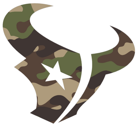 Houston Texans Woodland Camo Camouflage Team Logo Premium DieCut Vinyl Decal PICK SIZE
